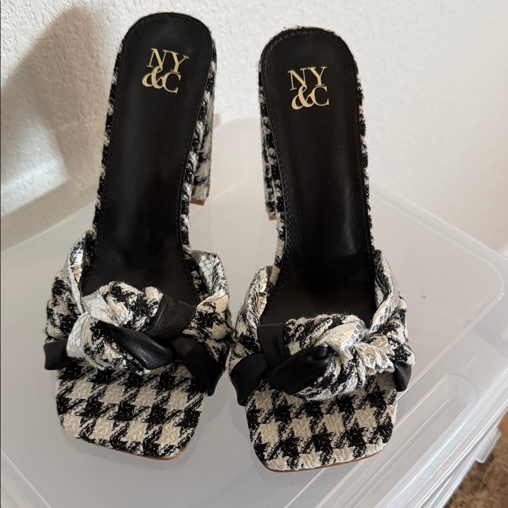 New York & Company Houndstooth Heels with Bow Accent